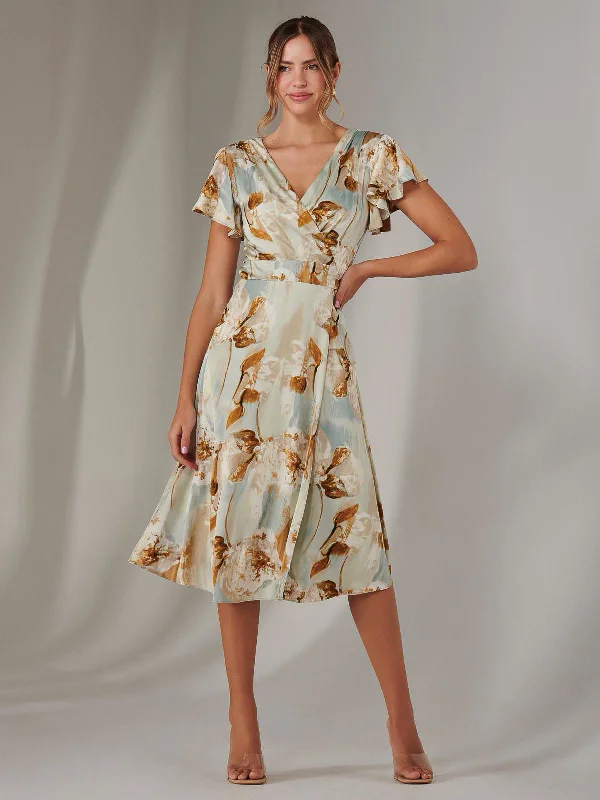 Women's Plus-Size Attire Contemporary Chic Promotions Wrap Front Midi Dress, Mint Green