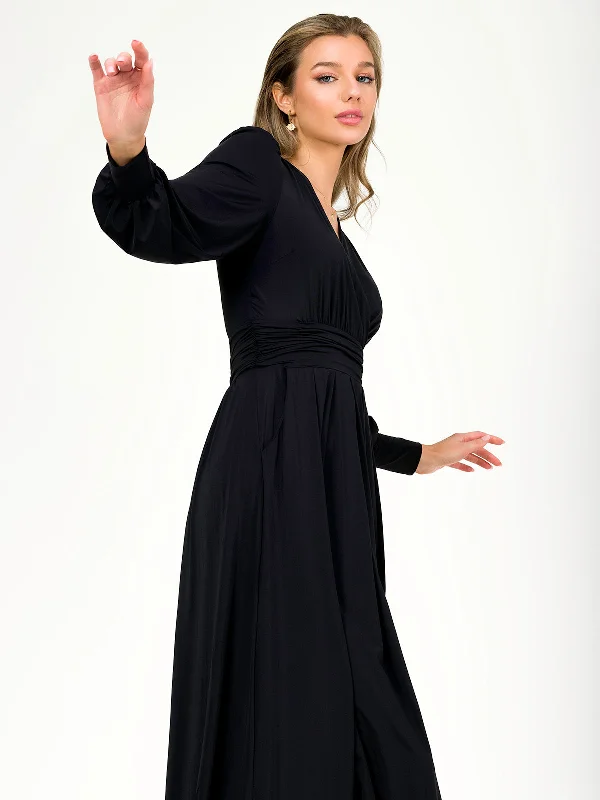 Tailored Clothing For Women Limited Time Deal Rashelle Jersey Long Sleeve Maxi Dress, Black