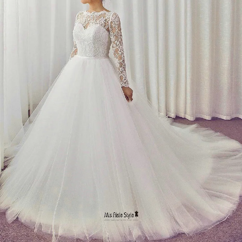 Affordable Luxury Women's Garments Buy More, Save More Long Sleeve Ball Gown V-back Wedding Dress Affordable Luxury Women's Garments Buy More, Save More Long Sleeve Ball Gown V-back Wedding Dress