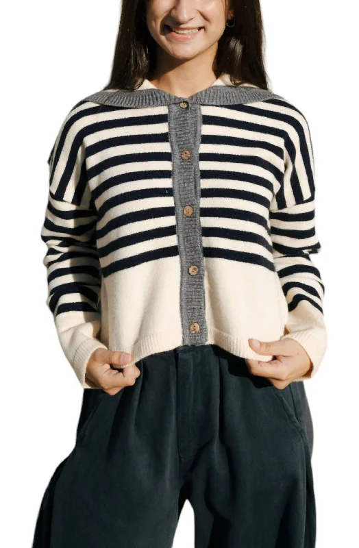Timeless Women's Apparel Style Breakthroughs Stripe Sailor Collar Sweater In Navy Stripe Timeless Women's Apparel Style Breakthroughs Stripe Sailor Collar Sweater In Navy Stripe