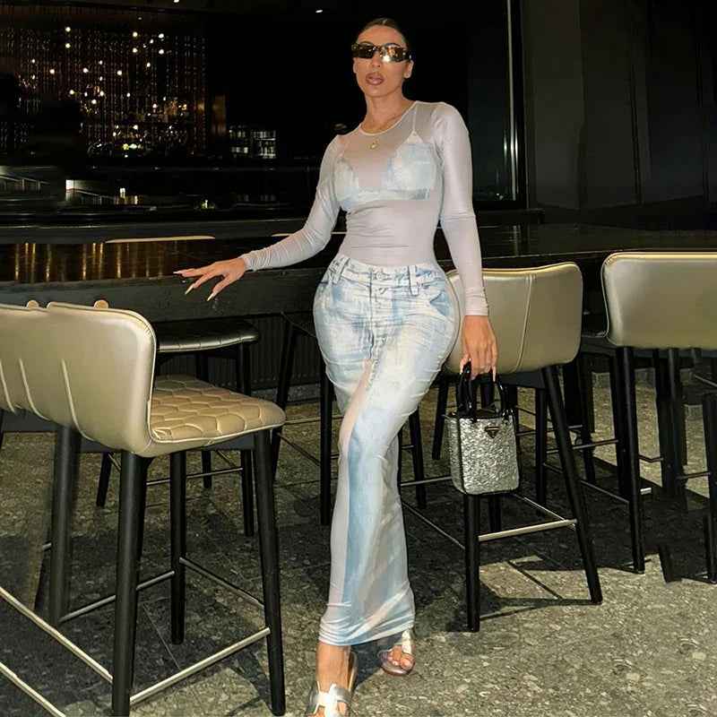 Charming Women's Garments Timeless Elegance Sale Blue Jeans Round Neck Long Sleeve Daily Fashion Sexy Casual Streetwear Autumn Maxi Dress Charming Women's Garments Timeless Elegance Sale Blue Jeans Round Neck Long Sleeve Daily Fashion Sexy Casual Streetwear Autumn Maxi Dress
