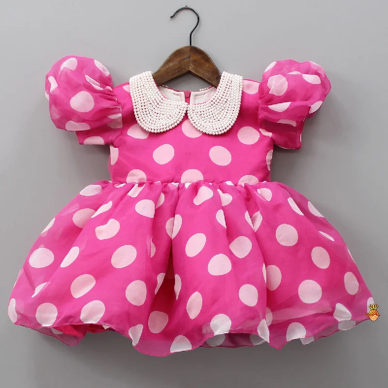 High-Fashion Women's Clothing Insane Discount Onslaught Polka Dots Printed Pink Dress High-Fashion Women's Clothing Insane Discount Onslaught Polka Dots Printed Pink Dress