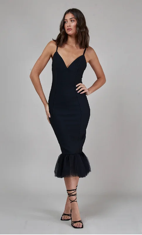 Women's Stylish Outdoor Outfit Top Brand Discounts Black Bandage Fishtail Midi Dress Women's Stylish Outdoor Outfit Top Brand Discounts Black Bandage Fishtail Midi Dress