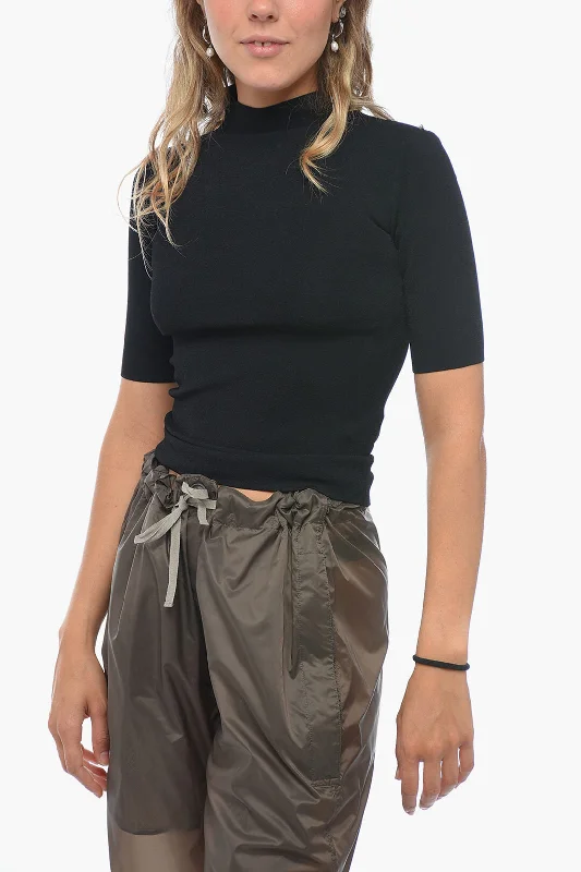Women's Effortless Casual Outfit Fast Fashion Favorites Sportmax Turtleneck CERBERO Sweater with 3/4 Sleeves
