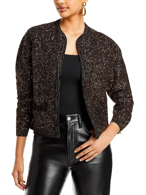 Women's Outdoor Attire Valentine's Special Penelope Womens Metallic Sequined Cardigan Sweater