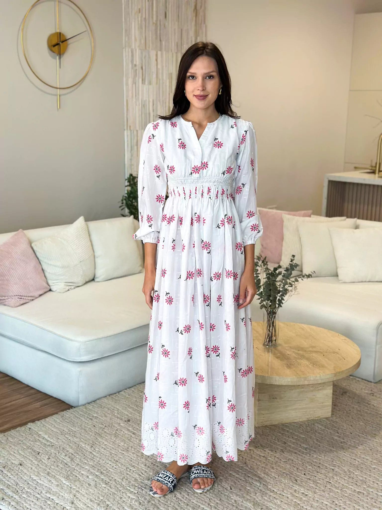 Women's Comfortable Garments Chic Trends Unveiled Grace Pink Cutwork Cotton Dress