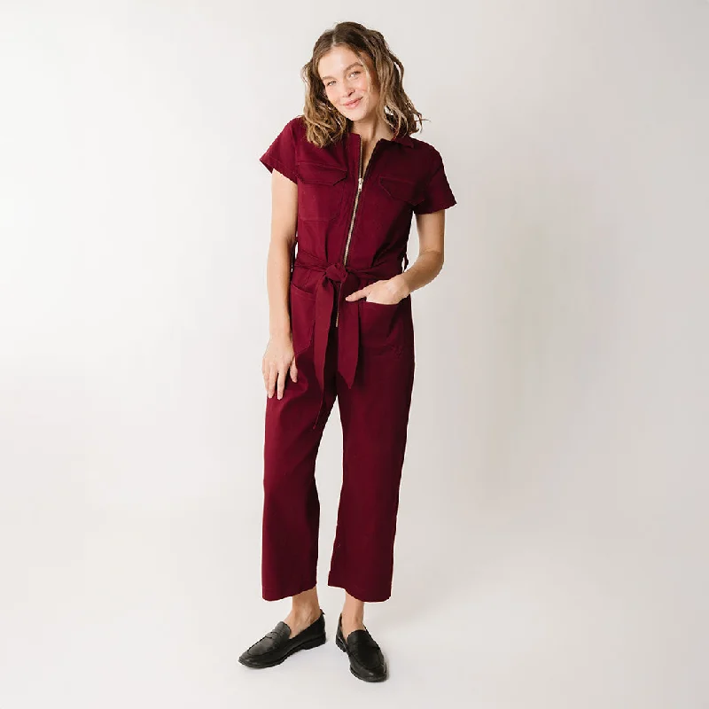 Women's Office Clothing Season Sale Hamptons Jumpsuit, Maroon Canvas