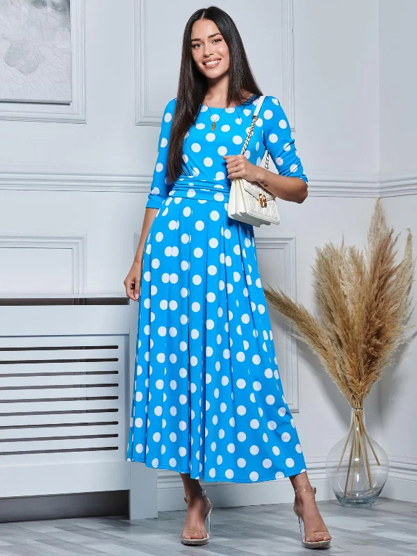 Women's Holiday Apparel Casual Chic Deals Jolie Moi Deasia Polka Dot Print Maxi Dress, Blue Polka Women's Holiday Apparel Casual Chic Deals Jolie Moi Deasia Polka Dot Print Maxi Dress, Blue Polka