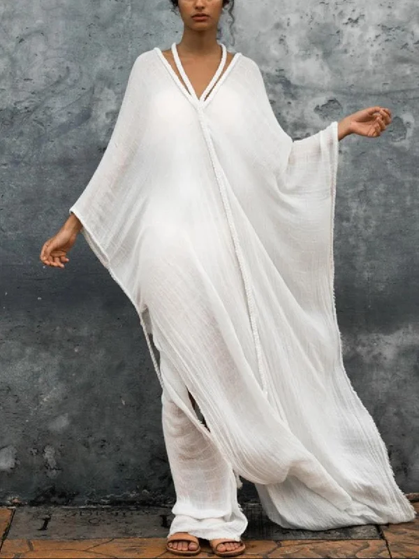 Timeless Women's Outfit Chic Trends Unveiled Sexy Deep V-Neck Hanging Neck Loose Backless Casual Dress Timeless Women's Outfit Chic Trends Unveiled Sexy Deep V-Neck Hanging Neck Loose Backless Casual Dress