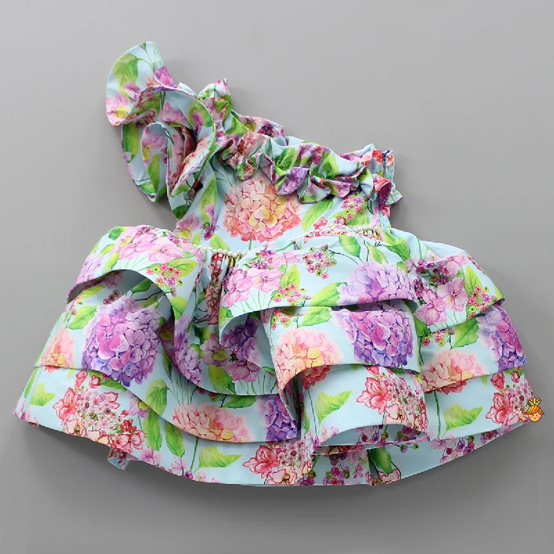 Women's Evening Clothing Polished Style Deals One Shoulder Layered Multicolour Dress Women's Evening Clothing Polished Style Deals One Shoulder Layered Multicolour Dress