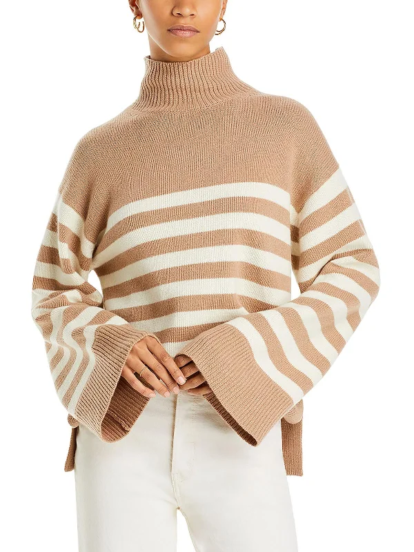 Women's Trendy Casual Outfit Hot Brand Discounts Womens Wool Blend Ribbed Trim Mock Turtleneck Sweater