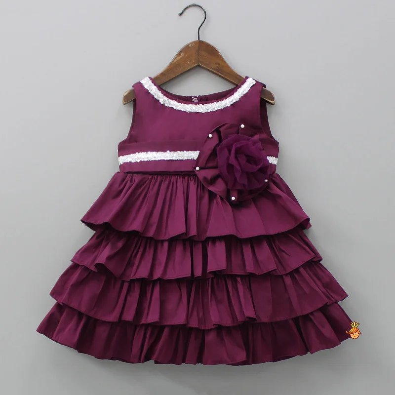 Women's Weekend Outfit Exclusive Discount Burgandy Layered Dress