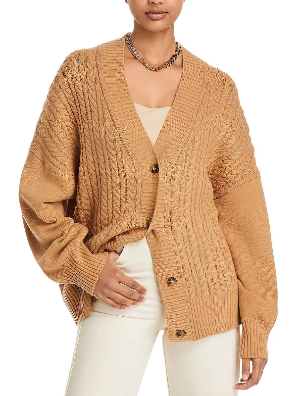 Stylish Clothes For Women Feminine Luxe Style Sale Womens Cable Knit Ribbed Trim Cardigan Sweater