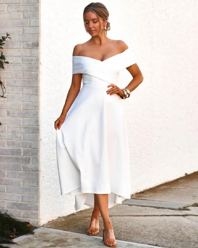 Women's Travel Attire You'Ll Love Us Because Belina Midi Dress- White
