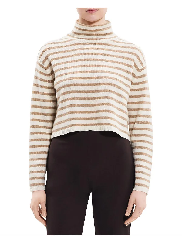 Comfortable Women's Apparel Trend Leading Collection Womens Wool Blend Striped Mock Turtleneck Sweater