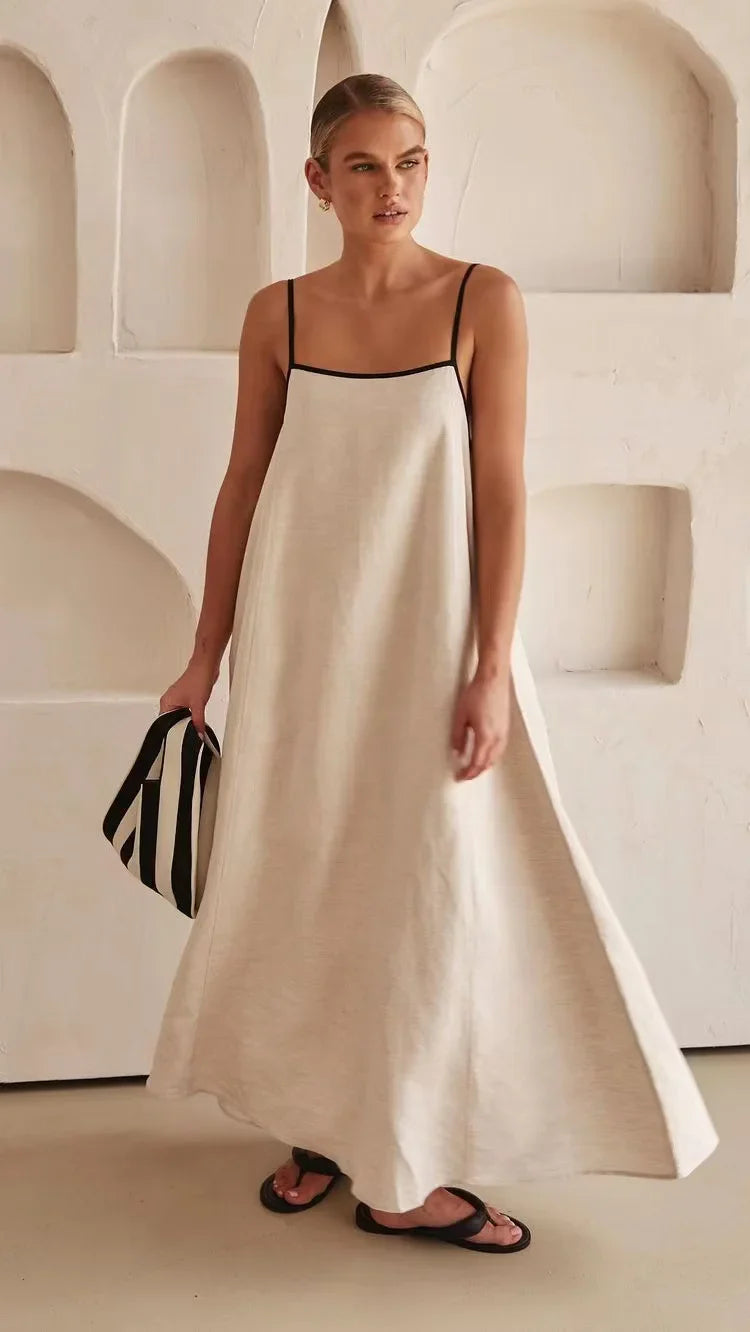 Women's Party Outfit Style Breakthroughs Fashion Halter Swing Backless Sleeveless Cotton Line Casual Maxi Dress Women's Party Outfit Style Breakthroughs Fashion Halter Swing Backless Sleeveless Cotton Line Casual Maxi Dress