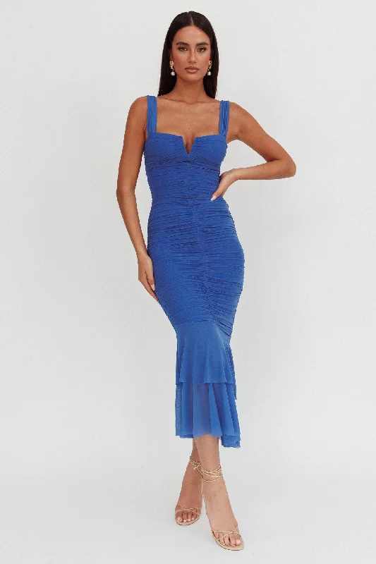 Tailored Clothing For Women Top Brand Discounts Nadia Ruched Fishtail Maxi Dress Blue Tailored Clothing For Women Top Brand Discounts Nadia Ruched Fishtail Maxi Dress Blue