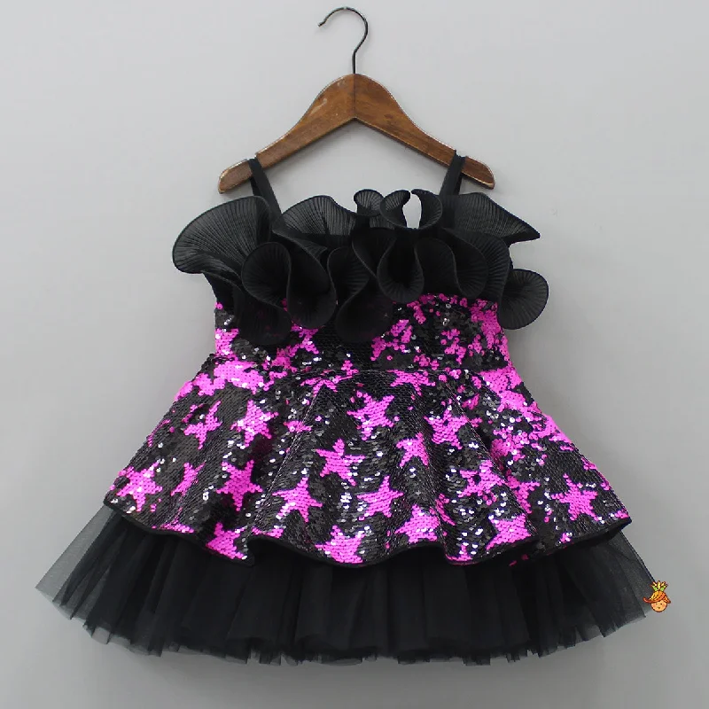 Women's Casual Apparel For Weekends Fashion Forward Reversible Sequins Ruffle Dress