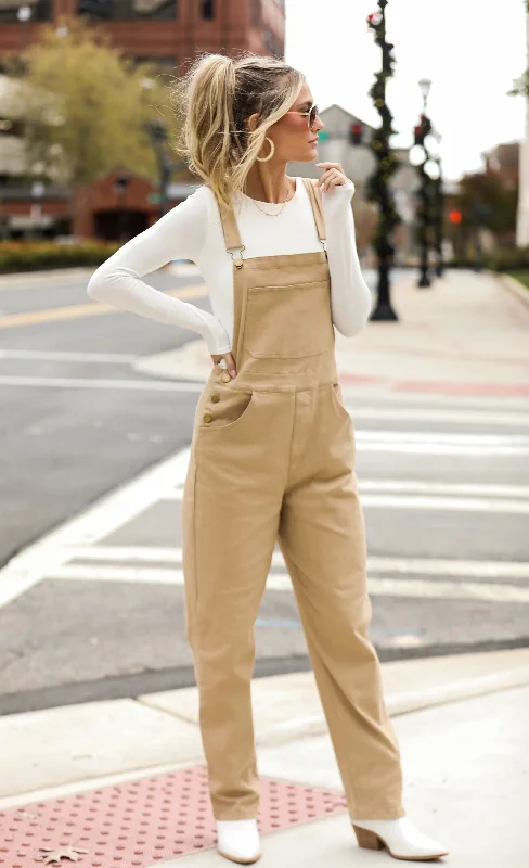 Stylish Women's Attire Casual Chic FINAL SALE - Feeling Confident Khaki Overalls