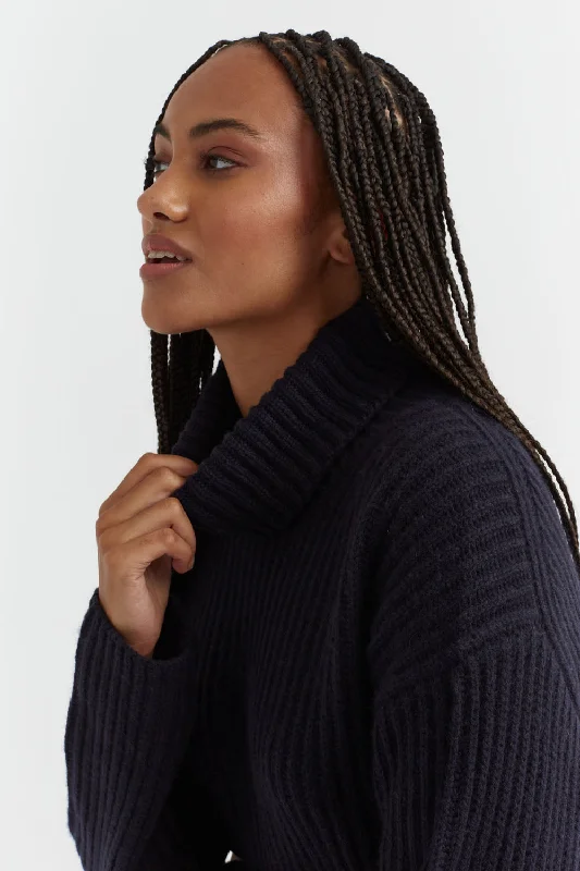 Women's Plus-Size Clothes Explore What'S New Navy Rib-Knit Cashmere Rollneck Sweater Women's Plus-Size Clothes Explore What'S New Navy Rib-Knit Cashmere Rollneck Sweater