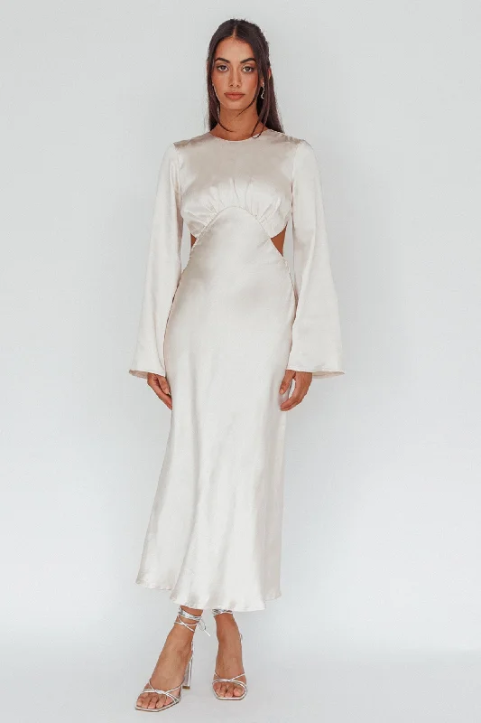 Women's Outfit For The Office The Latest Trends Doting Bell Sleeve Cut-Out Midi Dress Champagne Women's Outfit For The Office The Latest Trends Doting Bell Sleeve Cut-Out Midi Dress Champagne