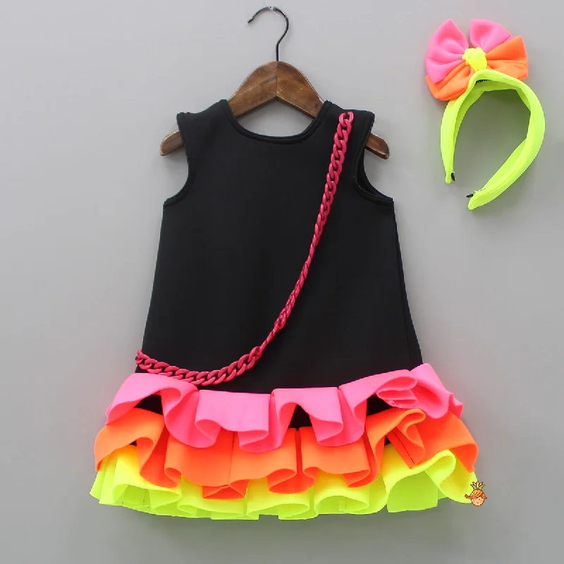 Women's Sports Apparel Flash Sale Neon Frilly Dress With Matching Hair Band