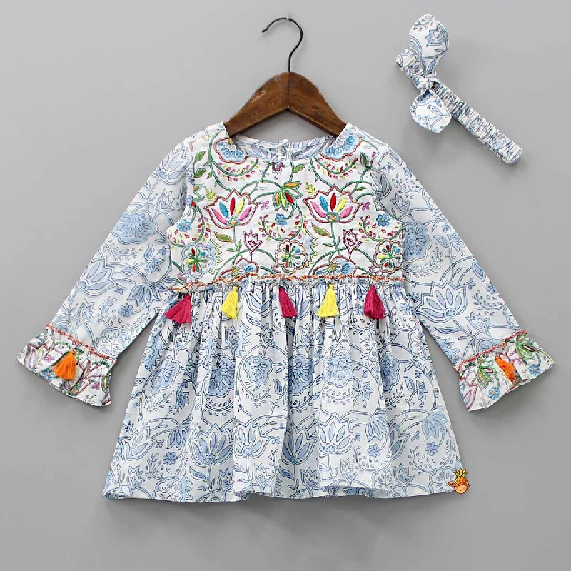 Women's Everyday Garments Playful Fashion Offers Floral Printed Dress With Headband