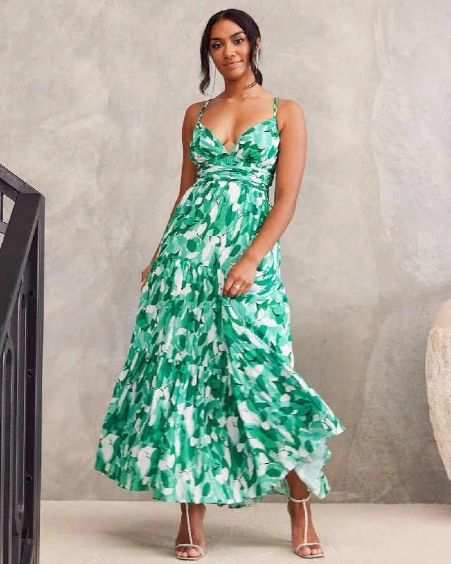 Formal Outfit For Women Timeless Elegance Sale Verona Maxi Print Dress - Green