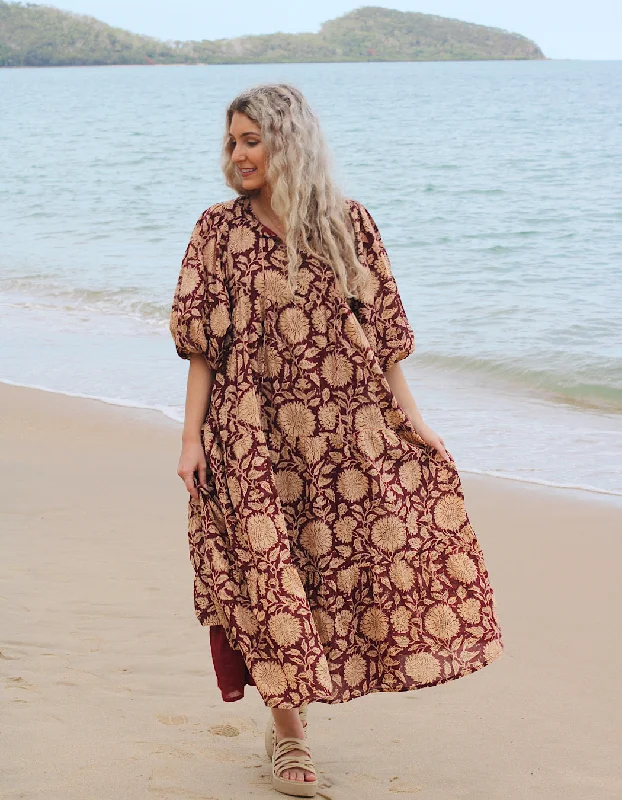 Women's Clothes And Apparel Vintage-Inspired Style Offers Burgundy Sunflower Neera Maxi Women's Clothes And Apparel Vintage-Inspired Style Offers Burgundy Sunflower Neera Maxi