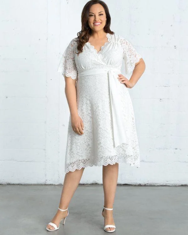 Women's Trendy Casual Outfit Discover Promotions Kiyonna Short Lace Wedding Dress