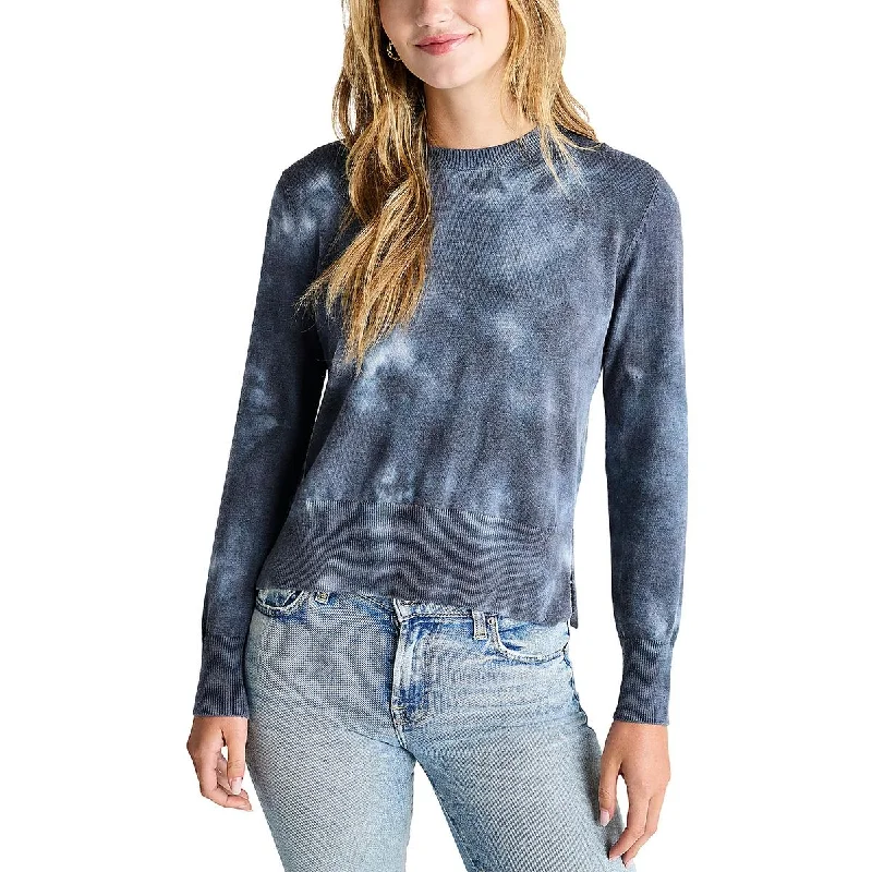 Women's Transitional Clothes Seize Bargains Womens Ribbed Trim Printed Crewneck Sweater