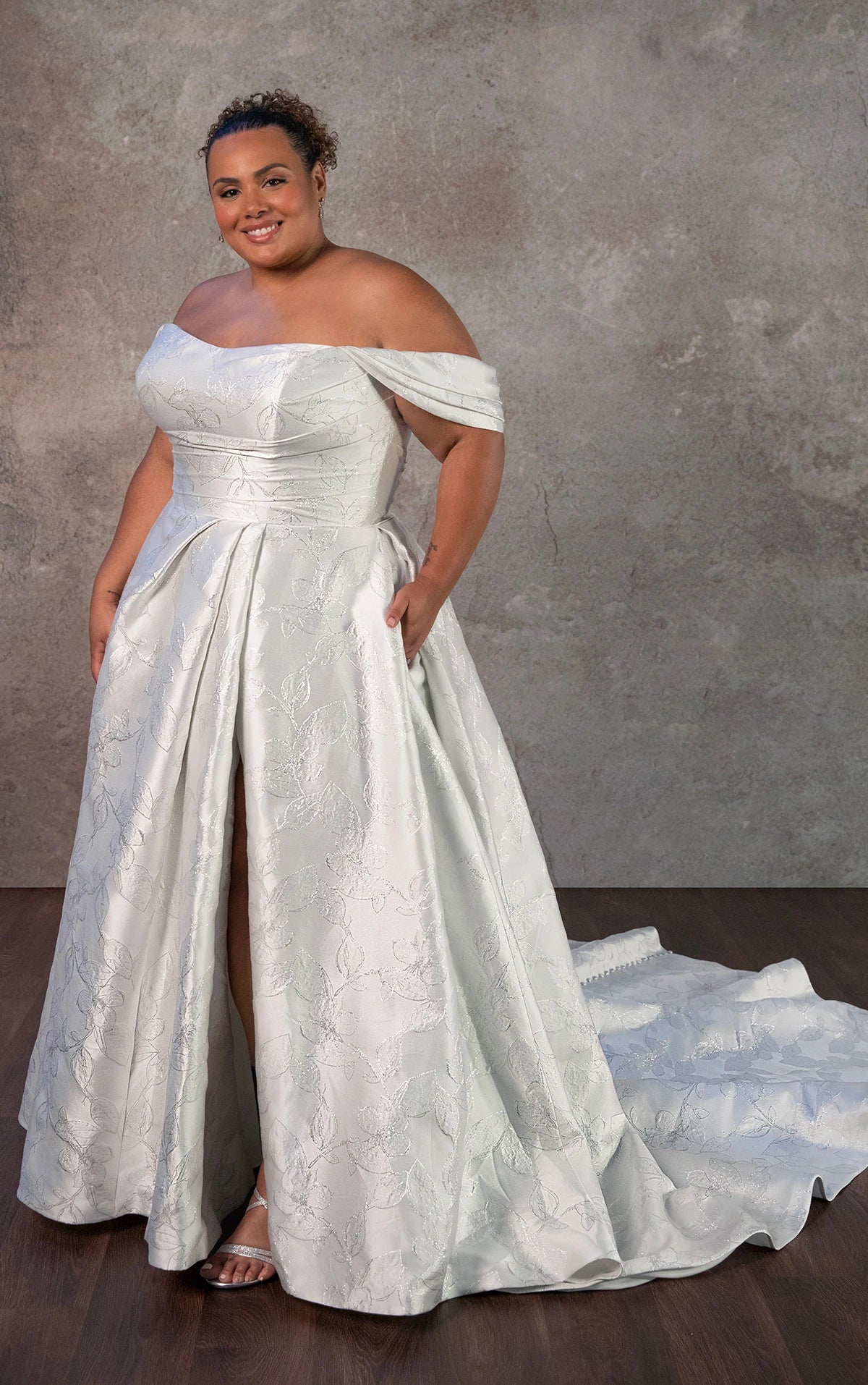 Women's Stylish Casual Garments Comfortable Chic Off-the-Shoulder Plus Size Satin A-Line Wedding Dress with Pockets Women's Stylish Casual Garments Comfortable Chic Off-the-Shoulder Plus Size Satin A-Line Wedding Dress with Pockets