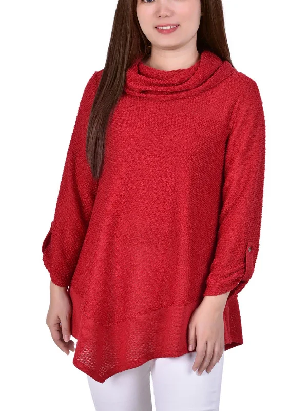 Women's Cozy Outfit For Lounging Comfort Meets Fashion Womens Knit Asymmetric Turtleneck Sweater