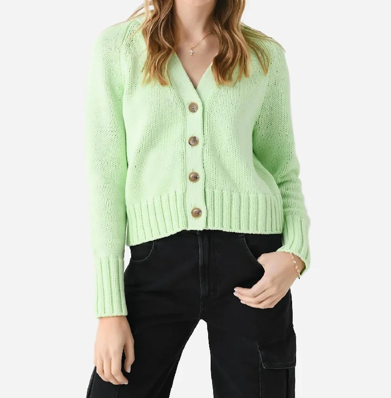 Women's Resort Attire Must Haves Cotton Rope Button Cardigan In Lime Cord