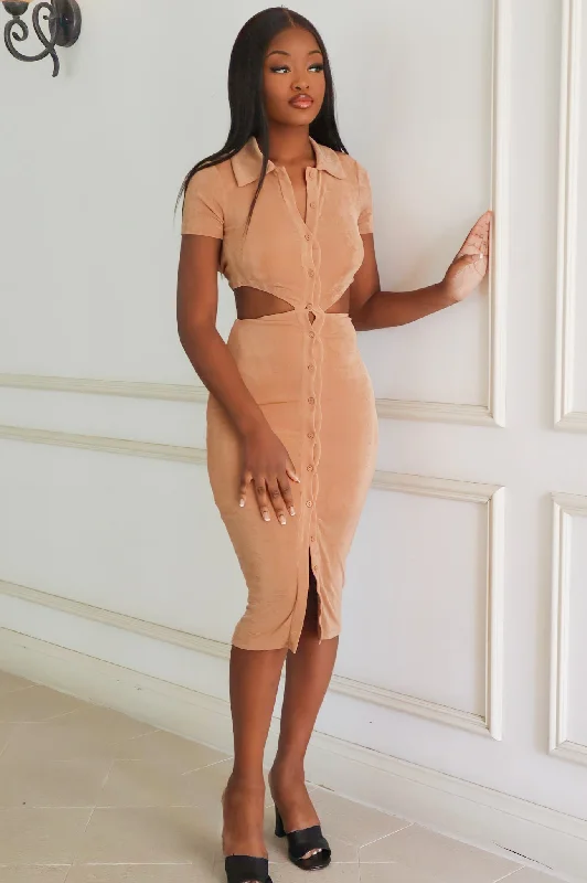 Vintage Clothing For Women Everyday Elegance Sale Adelaide Midi Dress - Beige