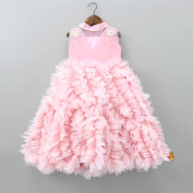 Women's Athletic Apparel Contemporary Fashion Sale Butterfly Embellished Ruffle Gown Women's Athletic Apparel Contemporary Fashion Sale Butterfly Embellished Ruffle Gown