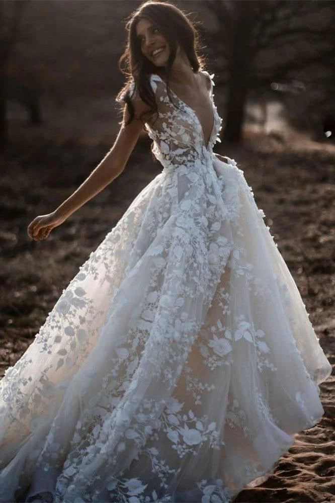 Women's Contemporary Apparel Limited Styles A Line Ivory V Neck Country Wedding Dresses With Appliques Women's Contemporary Apparel Limited Styles A Line Ivory V Neck Country Wedding Dresses With Appliques