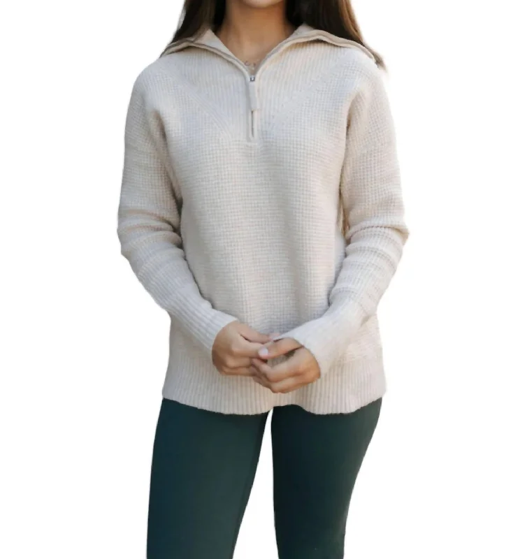 Casual Outfit For Women Daring Fashion Promotions Waffle Sweater In Oatmeal