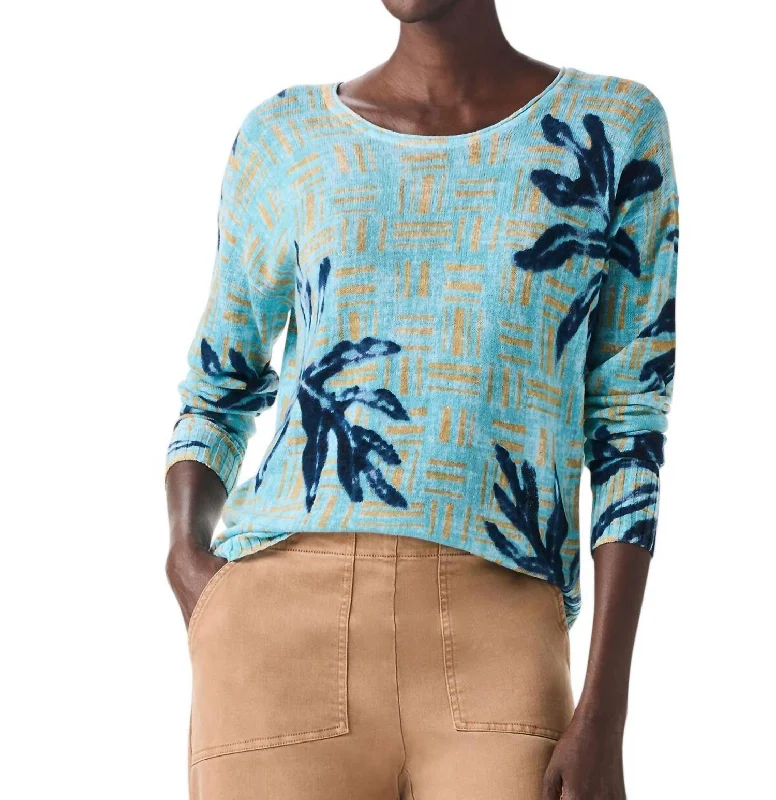 Women's Vacation Outfit Set Elegant Fashion Offers Reef Tide Sweater In Aqua Multi