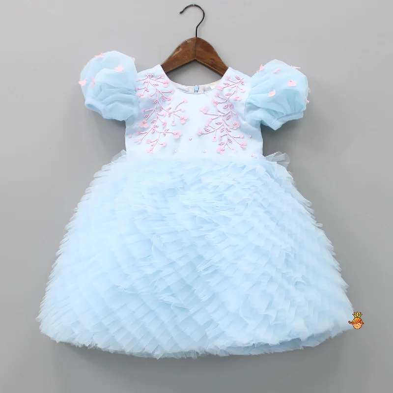 Women's Occasion Wear Clothes Shop Sales Pretty Beads Embroidered Pleated Bottom Blue Dress Women's Occasion Wear Clothes Shop Sales Pretty Beads Embroidered Pleated Bottom Blue Dress