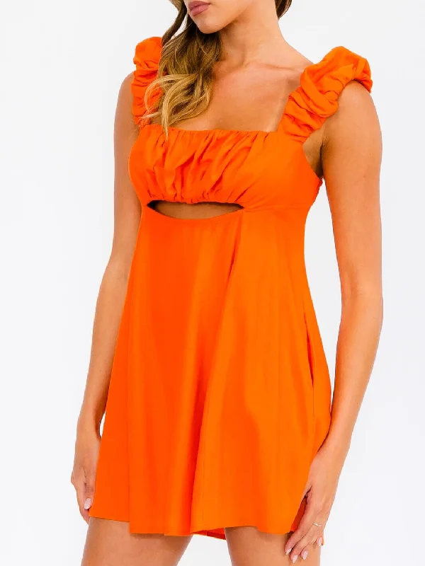 Women's Seasonal Garments Additional Time-Limited Offers WOMEN'S SLEEVELESS SQUARE NECK POCKETS CUT OUT MINI DRESS Women's Seasonal Garments Additional Time-Limited Offers WOMEN'S SLEEVELESS SQUARE NECK POCKETS CUT OUT MINI DRESS