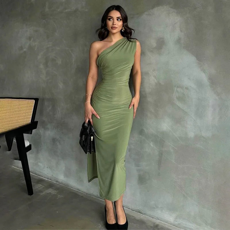 Women's Urban Clothing Fresh Styles, Fresh Deals One Shoulder Summer Elegant Sexy Sleeveless Ruched Charming Stylish Maxi Dress Women's Urban Clothing Fresh Styles, Fresh Deals One Shoulder Summer Elegant Sexy Sleeveless Ruched Charming Stylish Maxi Dress