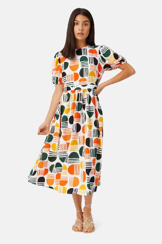 Women's Holiday Attire Seasonal Style Discounts Retro Rose Hopelessly Devoted Dress in White