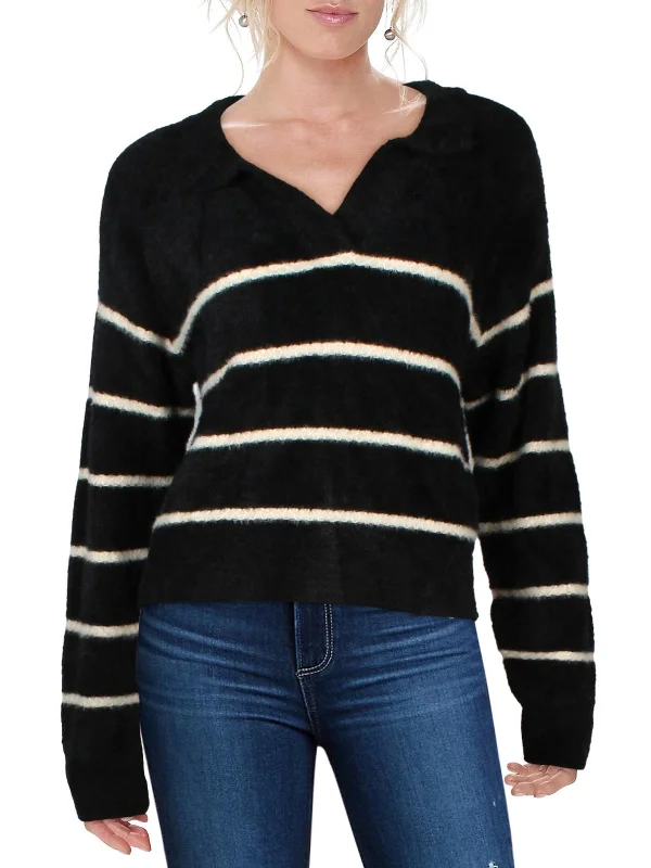 Women's Travel Attire Style Redefined Monique Womens Fleece Striped Pullover Sweater