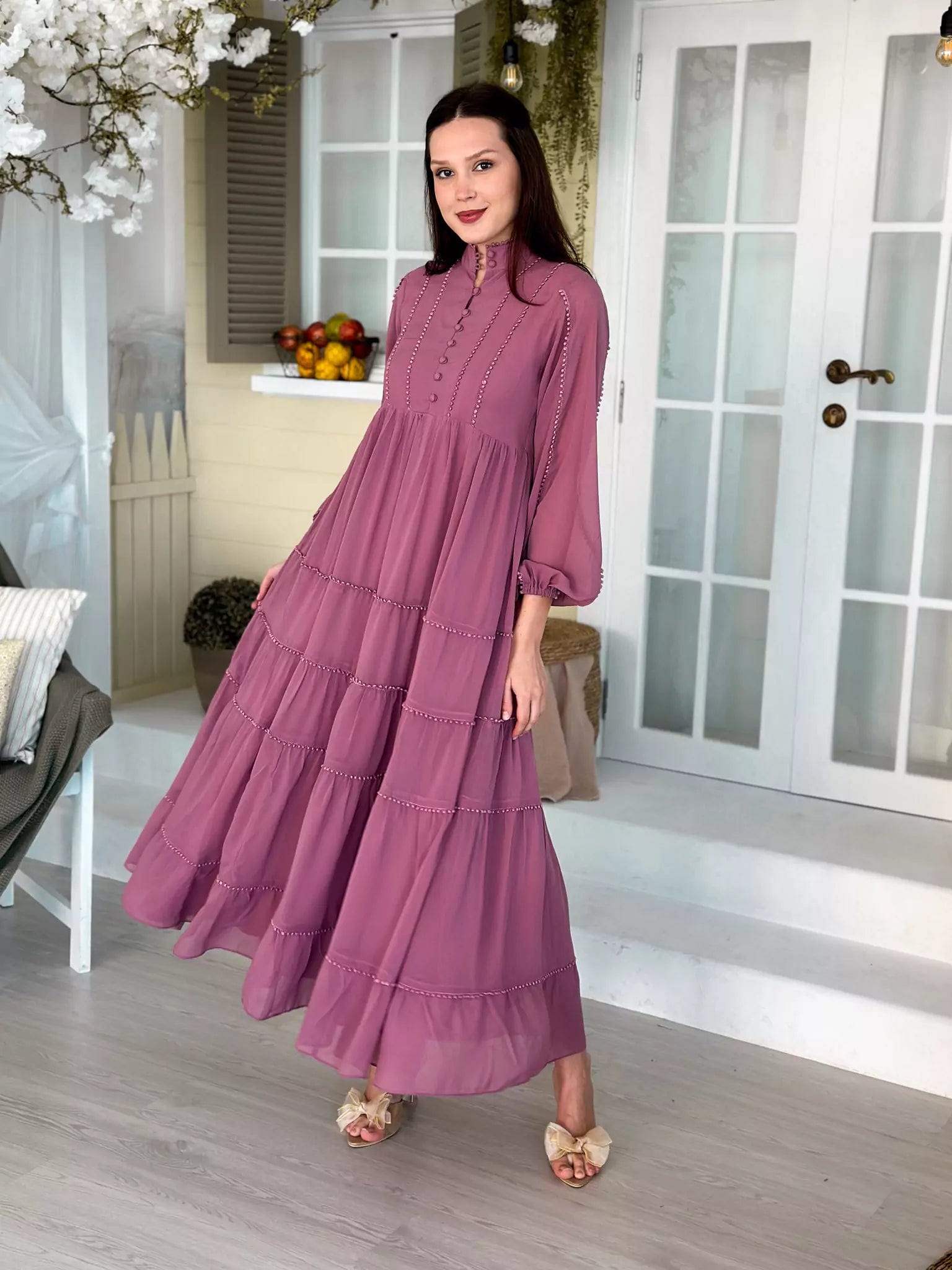Women's High-Fashion Outfit Insane Discount Onslaught Amber Lace Solid Long Dress - Mauve Women's High-Fashion Outfit Insane Discount Onslaught Amber Lace Solid Long Dress - Mauve