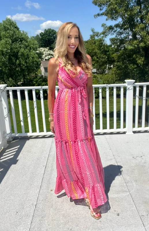Women's Apparel And Garments Fashion Forward Printed Surplice Maxi Cami Dress