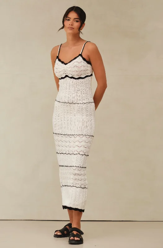 Charming Everyday Clothing For Women Limited Time Flash Sale Miranda Midi Knitted Dress  White & Black