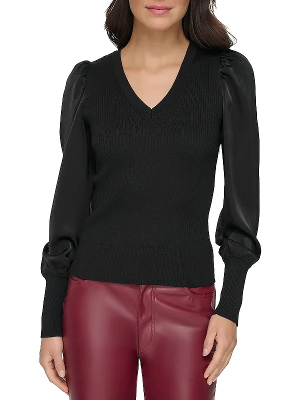 Women's Clothing For Holiday Travel Flash Sale Now Womens Ribbed Lightweight V-Neck Sweater