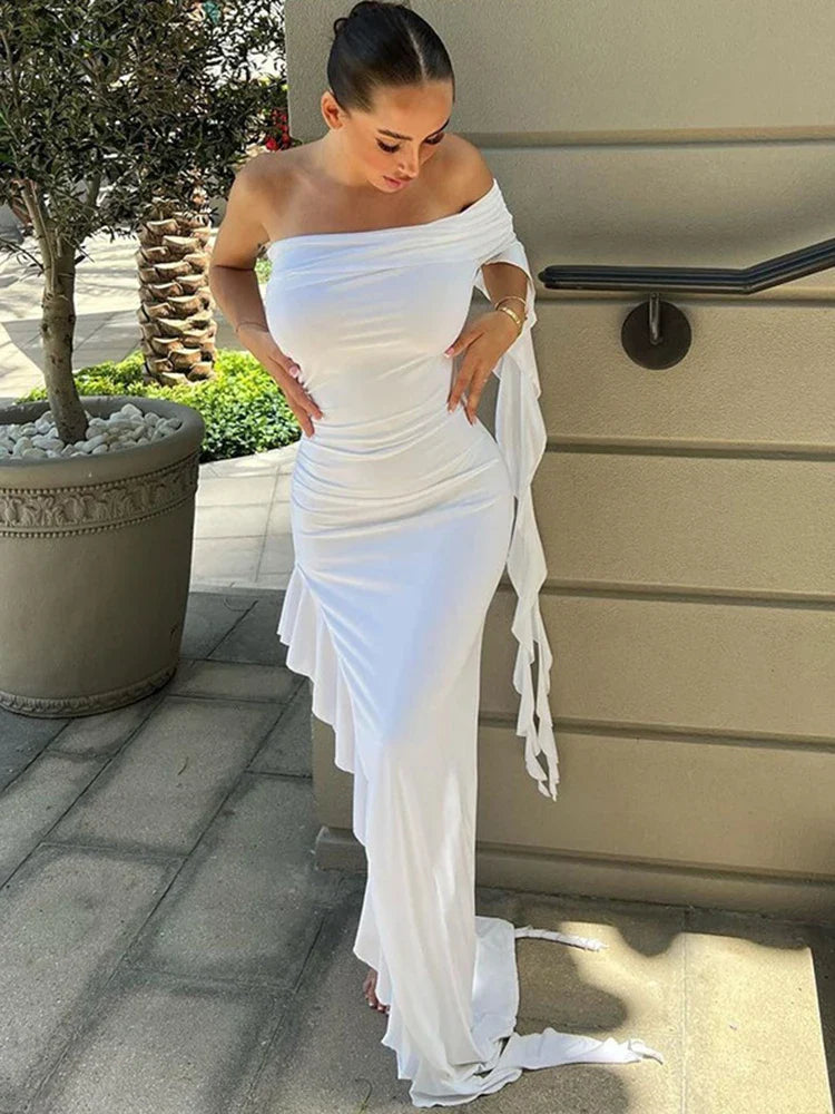 Women's Travel Attire Contemporary Fashion Sale One Shoulder Ruffle Party Evening Birthday Elegant Outfits 2024 Summer Maxi Dress Women's Travel Attire Contemporary Fashion Sale One Shoulder Ruffle Party Evening Birthday Elegant Outfits 2024 Summer Maxi Dress