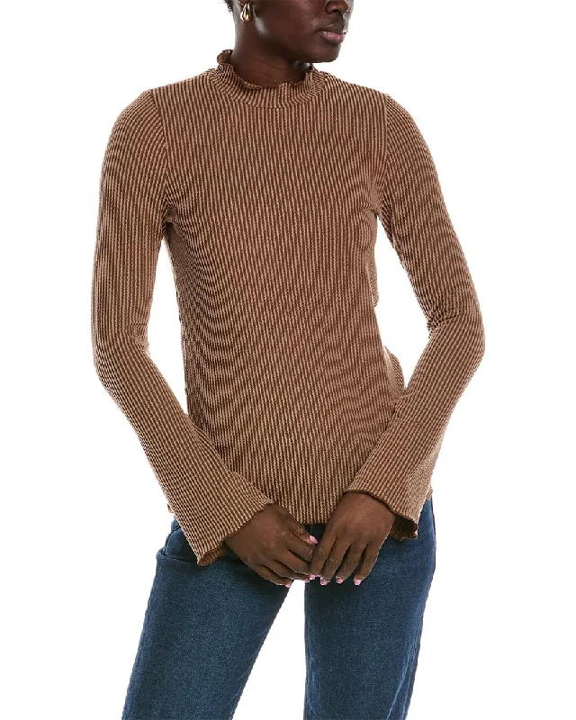 Women's Evening Attire New In This Season Brook + Lynn Squiggle Rib Mock Neck Top